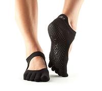 1 Paire de chaussettes de yoga pour femme ToeSox Bella en coton bio avec coup de pied découvert S noir