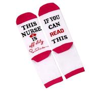 1 paire de chaussettes d'infirmière fantaisie avec inscription « If You Read This Offduty Letters » - Chaussettes confortables et respirantes en coton - Cadeau idéal pour cette infirmière est offduty