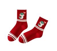 1 paire de chaussettes en coton doux à rayures Motif zodiaque chinois, Love Snake, Taille unique