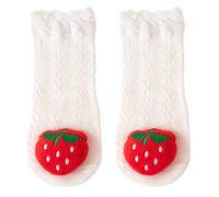 1 paire de chaussettes en coton peigné pour enfant et bébé - Extensible et respirant - Pour l'école, le sport, le quotidien, Petite fraise, S