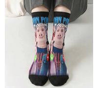 1 paire de chaussettes hautes au-dessus du genou multi-tailles, imprimé 360° Happy Skull dessin animé mignon, souples, respirantes, mode décontracté street hip-hop, sport, basket, yoga, style Fruit Li