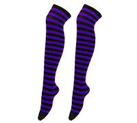 1 paire de chaussettes hautes de Noël longues au-dessus du genou pour costumes de fête de Noël chaussettes hautes rayées chaussettes contemporaines, noir foncé, Taille unique