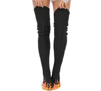 1 Paire de Chaussettes Hautes en Tricot torsadé for Femme, Bas d'hiver Extra Longs, jambières au-Dessus du Genou(Black)