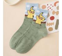 1 paire de chaussettes mi-mollet colorées et intéressantes à motif Pikachu de la série Pokémon, unisexe, pour le sport, toutes saisons, tailles européennes et américaines, confortables, respirantes et
