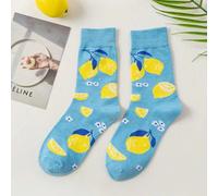1 Paire De Chaussettes Mi-mollet Pour Femme De Conception Simple À Dessin Animé De Citron Chaud Pour L'automne Et L'hiver 36-39Fruits & légumesÉtoffe