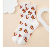 1 paire de chaussettes mi-mollet unisexes à motif Pokémon Série Dracaufeu, intéressantes et colorées, en jacquard. Vêtements de sport, toutes saisons, taille européenne/américaine, confortables, respi