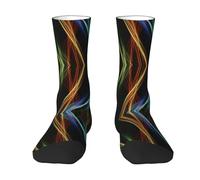 1 paire de chaussettes mi-tube décontractées avec lignes colorées, jolies chaussettes mi-tube, 2 Noir-2, Taille unique