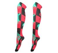1 paire de chaussettes montantes en soie pour femme, motif citrouille fantôme rouge et noir, chaussettes confortables au-dessus du genou pour le travail, jambières pour les fêtes, médias para pantalon
