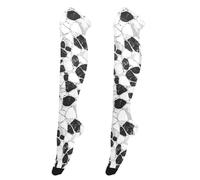 1 paire de chaussettes montantes noires et grises à motif géométrique pour femme - Mignon au-dessus du genou pour le travail - Jambières mardi gras pour bal de fin d'année, médias para chicas