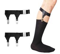 1 Paire de Chaussettes pour Homme, Chaussette Jarretelles En Métal Double Clips,Bretelles Réglables,Jarretelles Gothique Punk Ajustable,Jarretelles élastiques Réglables pour Homme,Clips Antidérapants