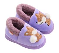 1 paire de chaussons d'intérieur pour tout-petits, doublés de fourrure, chauds et faciles à enfiler, pour l'hiver, antidérapants et mignons