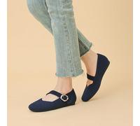 1 paire de chaussures plates casual grande taille pour femmes, à bout carré faciles à porter, stables pour la marche, avec bride réglable style "Mary Jane", convient aux tenues de shopping pour person