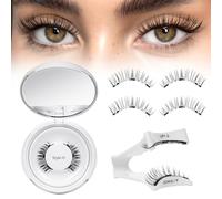 1 paire de cils magnétiques, pas de colle nécessaire, kit de cils réutilisables avec applicateur, œil de chat, faux cils naturels et duveteux, pour usage quotidien, voyage