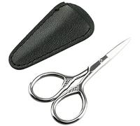 1 paire de ciseaux à moustache, en acier inoxydable, argentés, petits ciseaux avec étui de protection en polyuréthane, ciseaux à moustache, ciseaux à cuticules, ciseaux à cuticules, ciseaux à sourcils