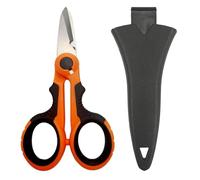 1 paire de ciseaux d'électricien avec housse de protection, coupe-câble en fibre antidérapante, ciseaux de ligne de pêche pour la coupe de pêche, tresse de fil (orange)
