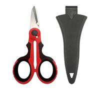 1 paire de ciseaux d'électricien avec housse de protection, coupe-câble en fibre antidérapante et robuste, ciseaux de ligne de pêche pour la pêche, la tresse de fil (rouge)