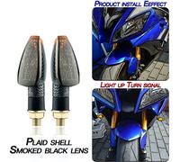 1 paire de clignotants 14led pour motos avec feux de position certifiés longs et courts Coquille en treillis/lentille noire maculée