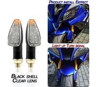 1 Paire de clignotants lumineux pour motocyclette, certifiés longs et courts, avec lentille noire et brillante