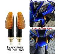 1 Paire de clignotants lumineux pour motocyclette, certifiés longs et courts, noirs pour les pneus et jaunes pour les lentilles