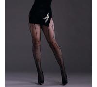 1 paire de collants courbes élastiques ajustés, collants en résille jacquard croisé vintage, bas noirs sexy pour femmes, style gothique polyvalent Y2K, leggings adaptés à toutes les saisons L,M,S,XL,X