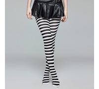 1 paire de collants rayés noirs et blancs de style gothique L,M,Taille Unique,SRayéTissu tricoté
