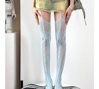 1 paire de collants résille à motif cœur pour femmes, porte-jarretelles en dentelle, bas noirs fins, chaussettes sexy Y2K Taille UniqueUnicolorePolyamide