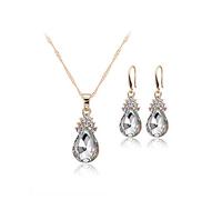 1 paire de collier plaqué or blanc avec motif larmes d'anges pour femme