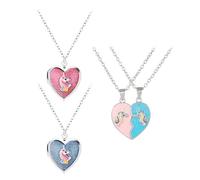 1 Paire De Colliers Arc-En-Ciel, 1 Paire De Colliers De Dessins Animés Magnétiques, Colliers D'Amitié En Argent Pour Femmes, Pendentifs En Forme De Cœur Pour Femmes, Colliers De Bijoux Fantaisie