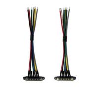 1 paire de connecteurs magnétiques courbés avec câble de 10 cm et trou de localisation, 2P/3P/4P/5P/6P/7P/8P, connecteur magnétique PogoPin mâle + femelle 2,54 mm d'espacement à travers les trous à