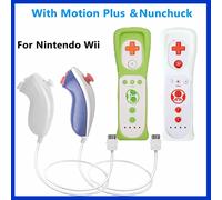 1 paire de contrôleurs Wii Nunchuck, ensemble de télécommande Motion Plus, manette de jeu pour Nintendo Wii, contrôle des jeux 2 in1 straight handl