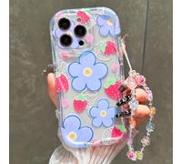 1 paire de coque de protection de téléphone épaisse anti-chute, avec bord ondulé peint de fleurs crème et chaîne, style simple. Compatible avec iPhone 10, Note 11 4G, 11 Lite, A53 TPU, A14, A23, S23 U