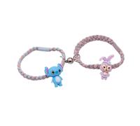 1 paire de corde à cheveux, pendentif de poupée de dessin animé, tissage aimant d'aspiration, attaches pour cheveux, meilleur ami, accessoires pour cheveux à haute élasticité-C