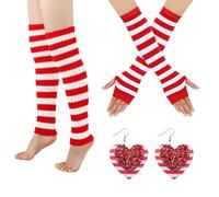 1 Paire De Couvercles De Bras À Rayures Rouges Et Blancs, 1 Paire De Couvercles De Veau, Des Accessoires De Mode Classiques Pour Les Femmes.