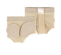 1 paire de couvre-pieds de danse en maille élastique antidérapants en microfibre, avec double patch, demi-semelles pour l'avant-pied, pour ballet et danse du ventre Beige