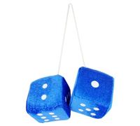 1 paire de cubes de voiture en fourrure, accessoires de voiture personnalisés, carrés rétro, en peluche, peuvent être utilisés pour la décoration de voiture, de maison et de bureau (bleu, 7 x 7 cm)