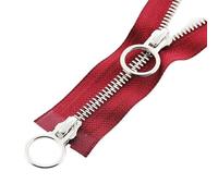 1 paire de curseurs à fermeture éclair pour veste à double curseur, cercle de couture, accessoires de vêtement lourds (rouge vin, 70 cm)