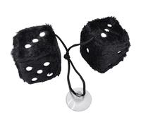 1 paire de dés moelleux pour voiture, dés en peluche, 6 cm, dés suspendus pour rétroviseur, décoration de voiture personnalisée (noir)