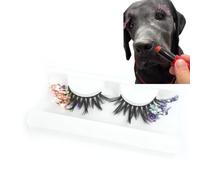 1 paire de faux cils à paillettes colorées pour Halloween, Noël - Cils épais exagérés pour chiens, chats, animaux de compagnie, fête de danse festive (T-15)