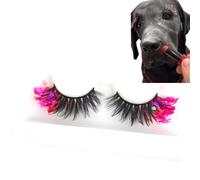 1 paire de faux cils à paillettes colorées pour Halloween, Noël et Noël, pour chiens, chats, animaux domestiques, fête de danse festive (T-12)