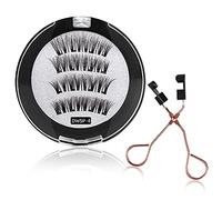 1 paire de faux cils magnétiques 3D - Sans eye-liner - Aspect naturel - Avec pince - Réutilisables - Faux cils magnétiques - Imperméables et durables - Noir B