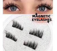 1 paire de faux cils magnétiques, style demi-longueur court, sans colle, look naturel œil de chat, réutilisables, convient aux utilisateurs d'extensions de cils, convient à ceux qui ont des poches sou