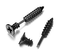1 paire de femmes punk en acier inoxydable vis oreille goujons boucles d'oreilles bijoux noir