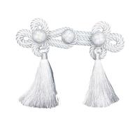1 paire de fermetures à franges blanches et noires avec boutons traditionnels chinois pour pull, écharpe, cardigan pour vêtements, accessoires et fournitures