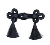 1 paire de fermetures à franges blanches et noires avec boutons traditionnels chinois pour pull, écharpe, cardigan pour vêtements, accessoires et fournitures