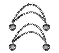 1 paire de fermoirs magnétiques pour vêtements, écharpes, pantalons, poignets et boutons en métal - Avec chaîne - Noir - Cœur d'amour