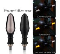 1 paire de feux clignotants à Led bicolores pour motocyclette pour lumière jaune+blanche
