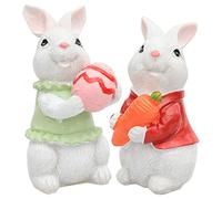 1 paire de figurines de lapin de Pâques avec œuf carotte décoration de table décoration de table pour les vacances de Pâques décorations pour table de maison