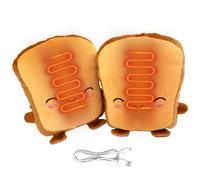 1 Paire de Gants Chauffants USB Mignons Toast pour Femmes, Mitaines Thermiques en Peluche sans Doigts, Gants d'ordinateur pour téléphone pour l'hiver (alimentés par USB) - Mitaines chauffantes