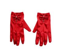 1 paire de gants courts en satin avec nœud - Gants en satin avec perles - Gants de mariage classiques pour Halloween, fête, mariage, goûter, mascarade, dîner de mariage, opéra