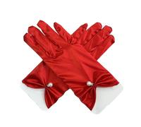 1 paire de gants courts en satin avec nœud - Gants en satin avec perles - Gants de mariage classiques pour Halloween, fête, mariage, goûter, mascarade, dîner de mariage, opéra